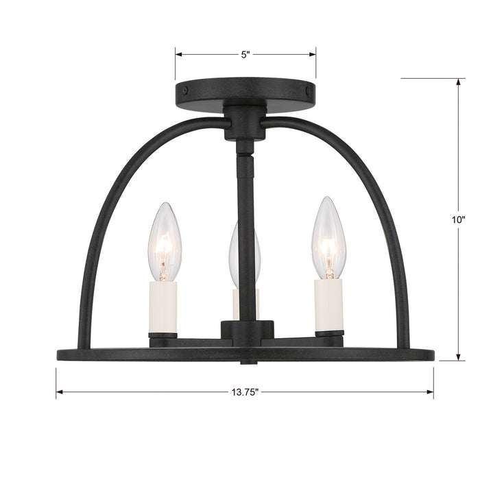 Crystorama ABB-3003-BK_CEILING Three Light Semi Flush Mount, Black