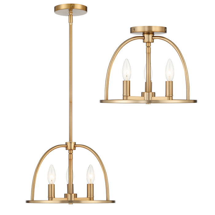 Crystorama ABB-3003-VG Three Light Chandelier, Vibrant Gold