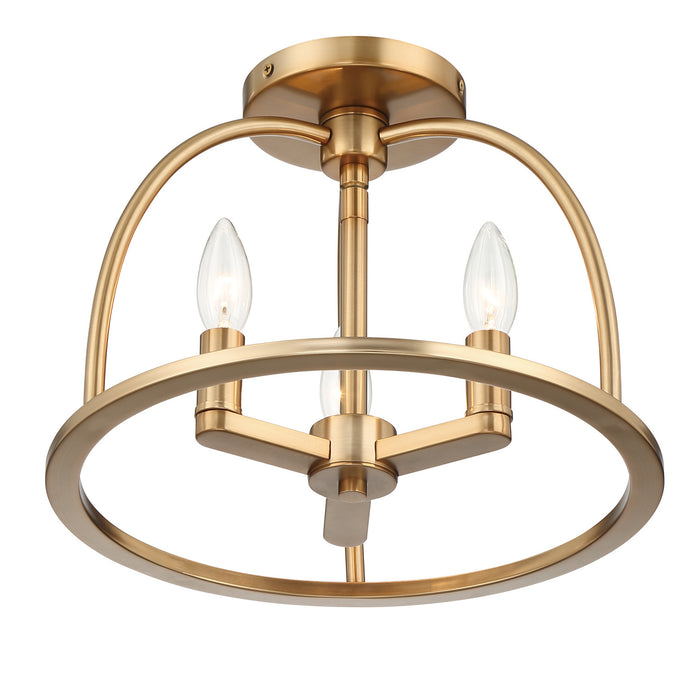 Crystorama ABB-3003-VG_CEILING Three Light Semi Flush Mount, Vibrant Gold