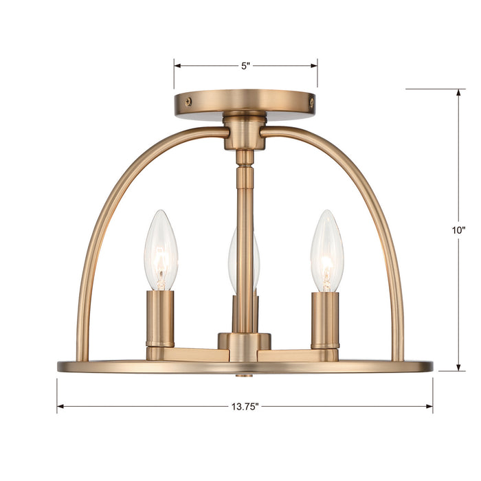 Crystorama ABB-3003-VG_CEILING Three Light Semi Flush Mount, Vibrant Gold