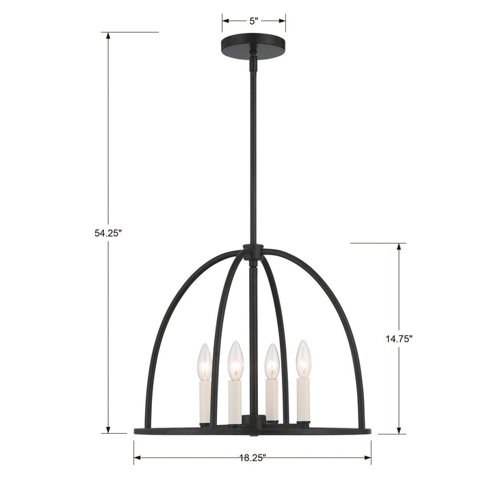 Crystorama ABB-3004-BK Four Light Chandelier, Black