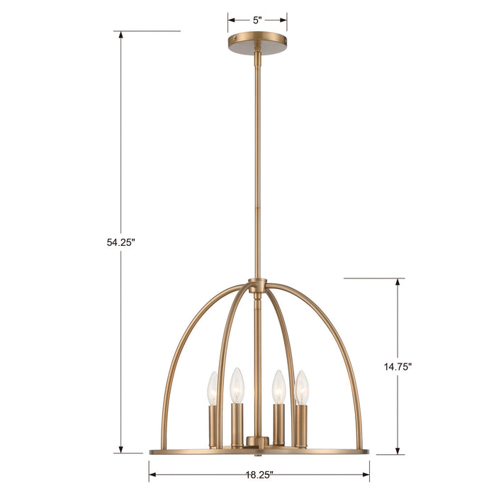 Crystorama ABB-3004-VG Four Light Chandelier, Vibrant Gold