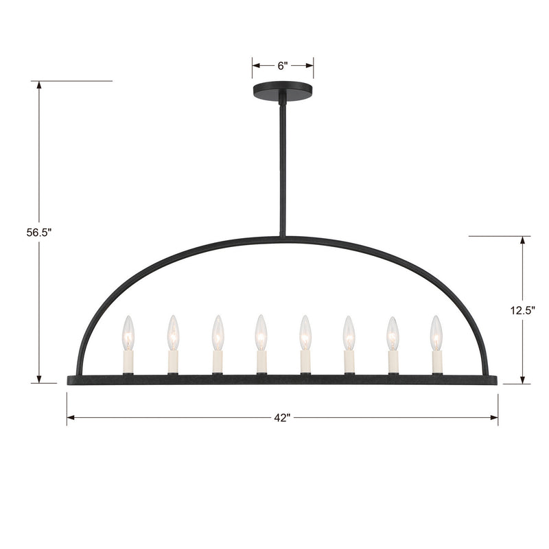 Crystorama ABB-3007-BK Eight Light Chandelier, Black