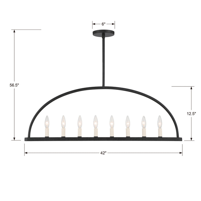 Crystorama ABB-3007-BK Eight Light Chandelier, Black