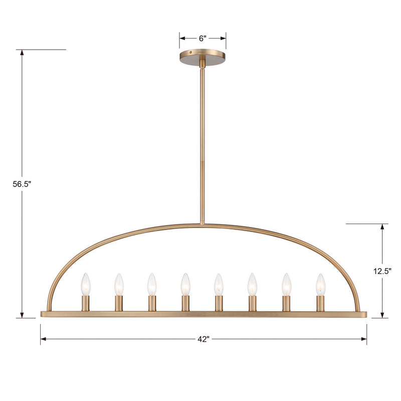 Crystorama ABB-3007-VG Eight Light Chandelier, Vibrant Gold