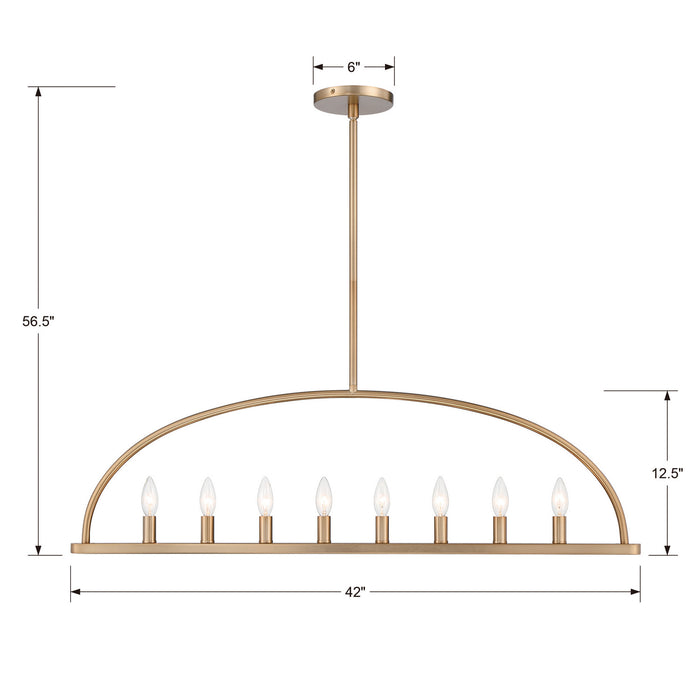 Crystorama ABB-3007-VG Eight Light Chandelier, Vibrant Gold