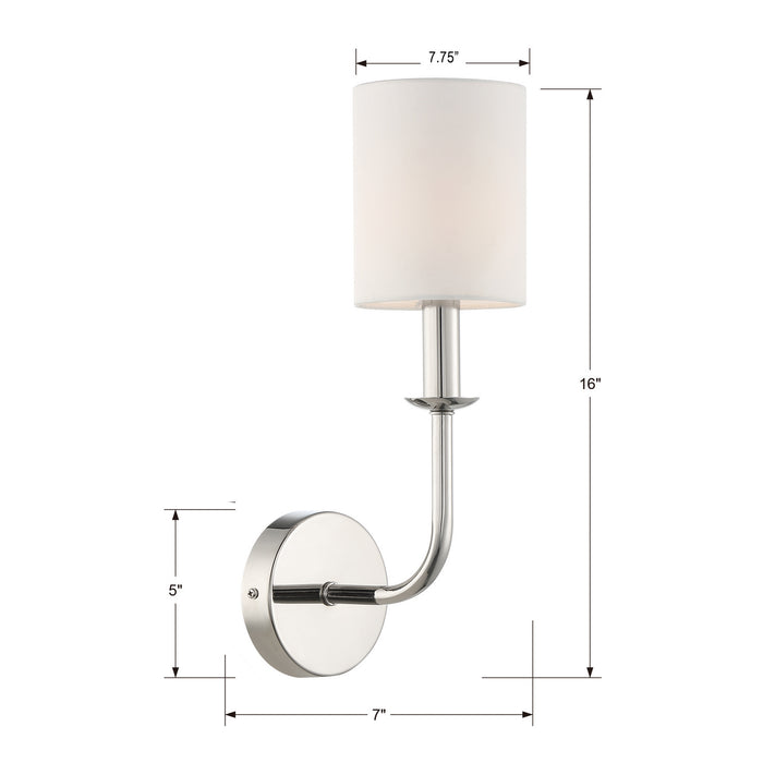 Crystorama BAI-A2101-PN One Light Wall Sconce, Polished Nickel
