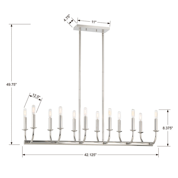 Crystorama BAI-A2112-PN 12 Light Chandelier, Polished Nickel