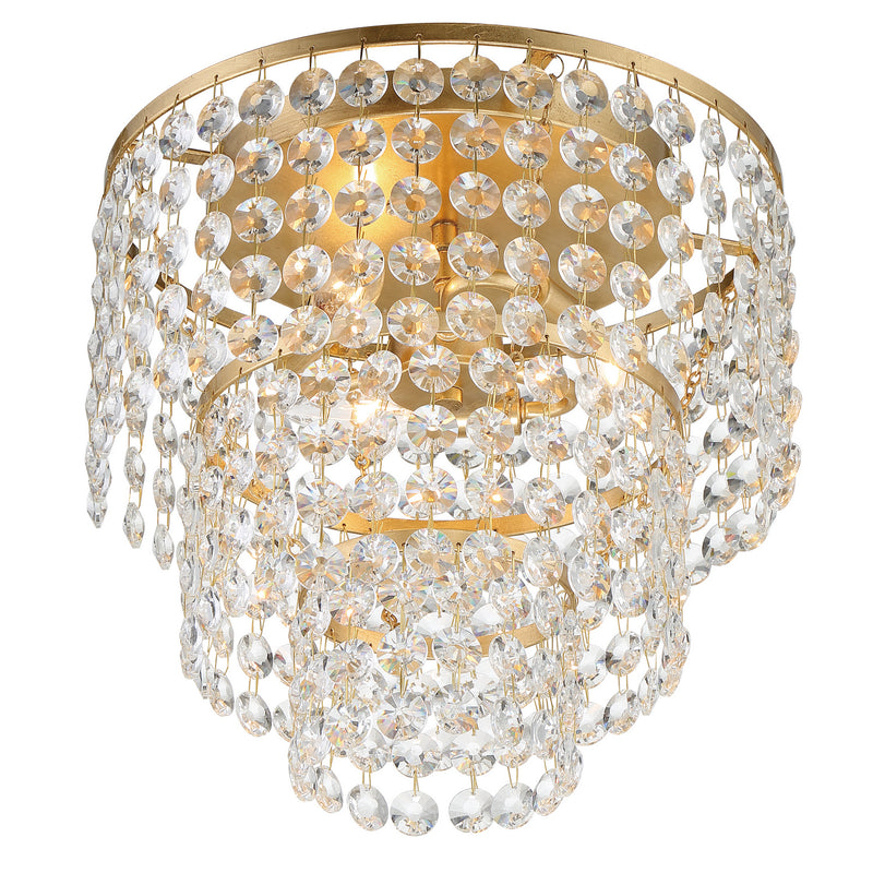 Crystorama GAB-B7303-GA Three Light Flush Mount, Antique Gold