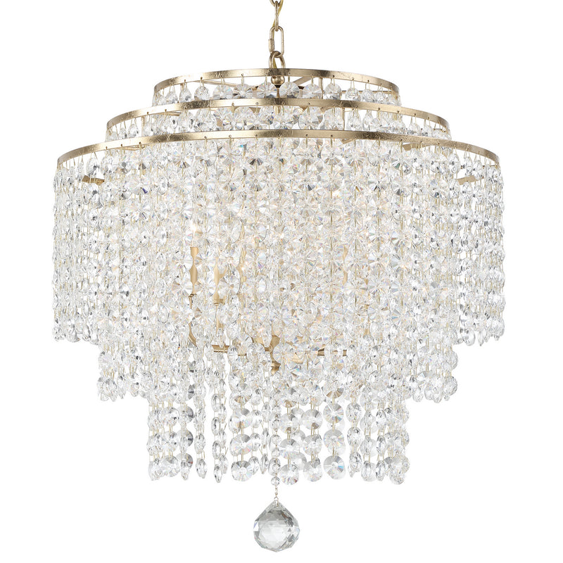 Crystorama GAB-B7305-GA Six Light Chandelier, Antique Gold