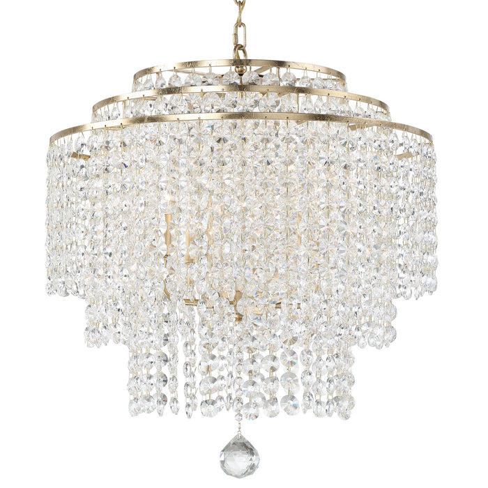 Crystorama GAB-B7305-GA Six Light Chandelier, Antique Gold
