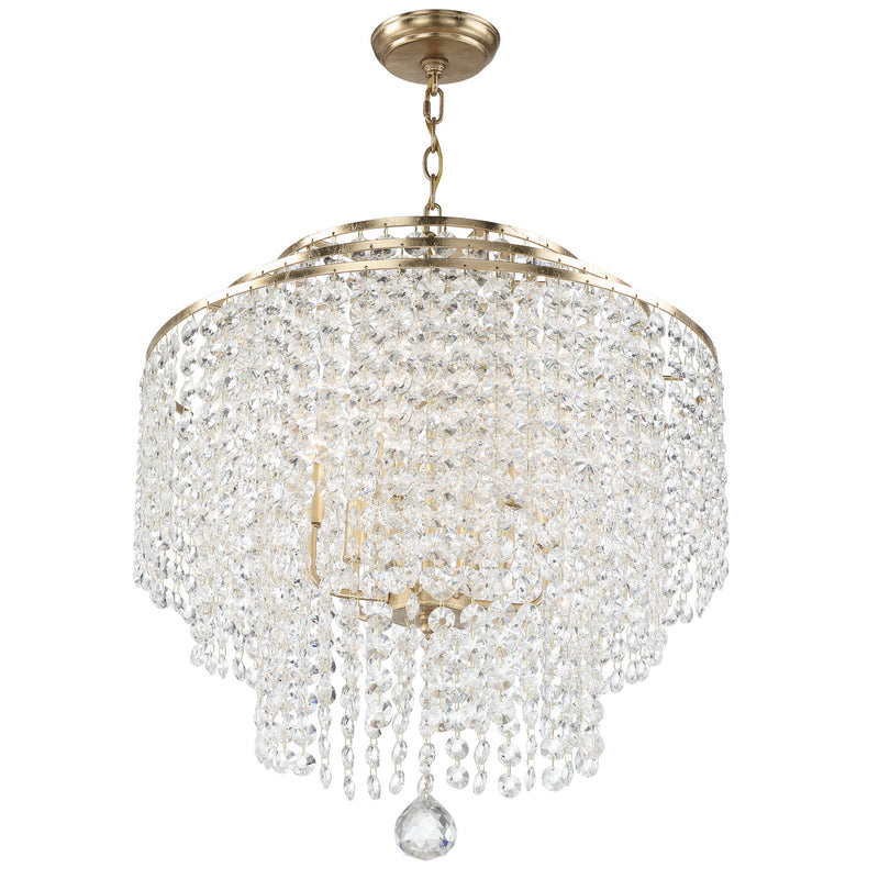 Crystorama GAB-B7305-GA Six Light Chandelier, Antique Gold