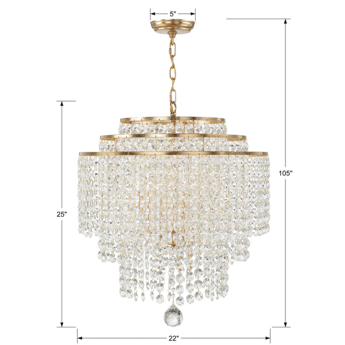 Crystorama GAB-B7305-GA Six Light Chandelier, Antique Gold