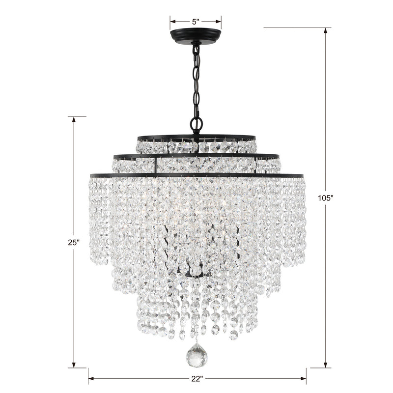 Crystorama GAB-B7305-MK Six Light Chandelier, Matte Black