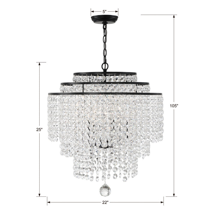 Crystorama GAB-B7305-MK Six Light Chandelier, Matte Black