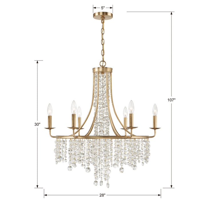 Crystorama GAB-B7306-GA Six Light Chandelier, Antique Gold