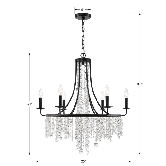 Crystorama GAB-B7306-MK Six Light Chandelier, Matte Black