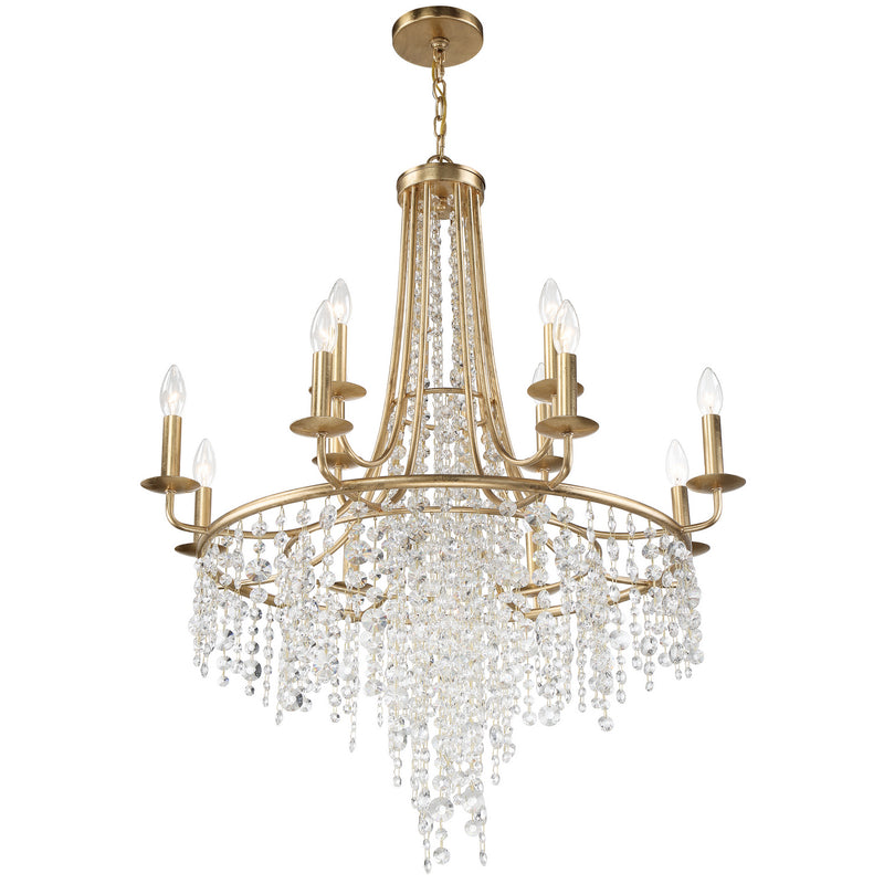 Crystorama GAB-B7312-GA 12 Light Chandelier, Antique Gold