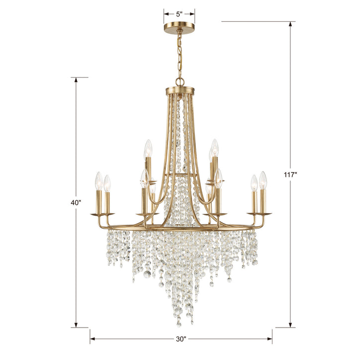 Crystorama GAB-B7312-GA 12 Light Chandelier, Antique Gold