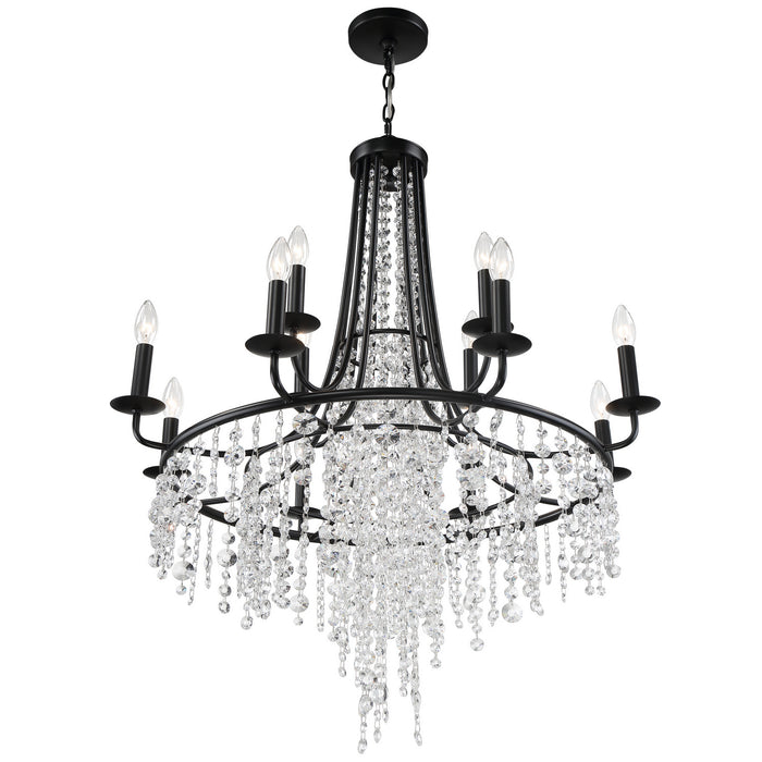 Crystorama GAB-B7312-MK 12 Light Chandelier, Matte Black