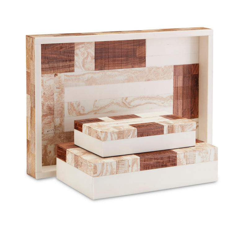 Currey and Company 1200-0446 Box Set of 2, Beige/Brown/Ivory/Natural