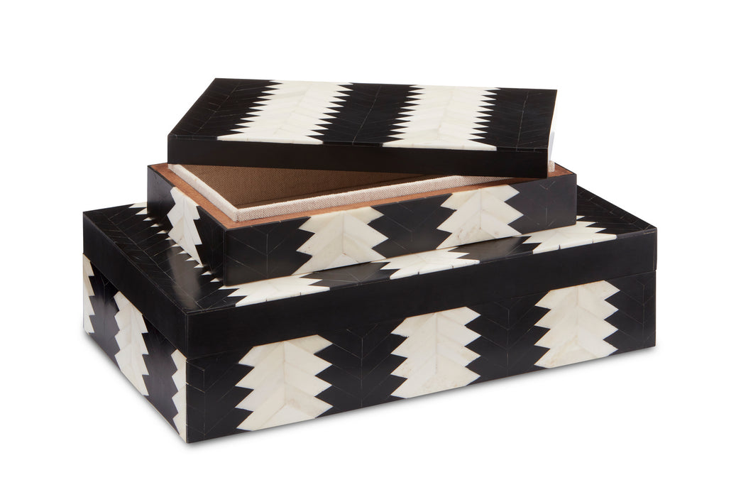 Currey and Company 1200-0450 Box Set of 2, Black/White/Natural
