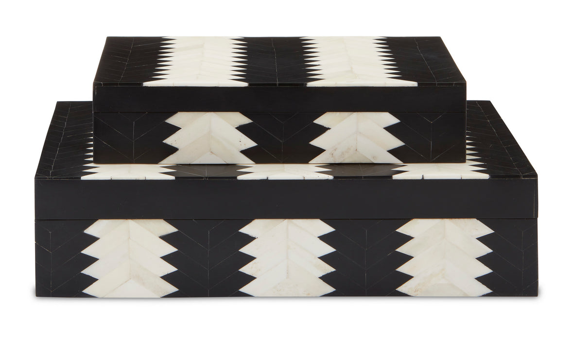 Currey and Company 1200-0450 Box Set of 2, Black/White/Natural