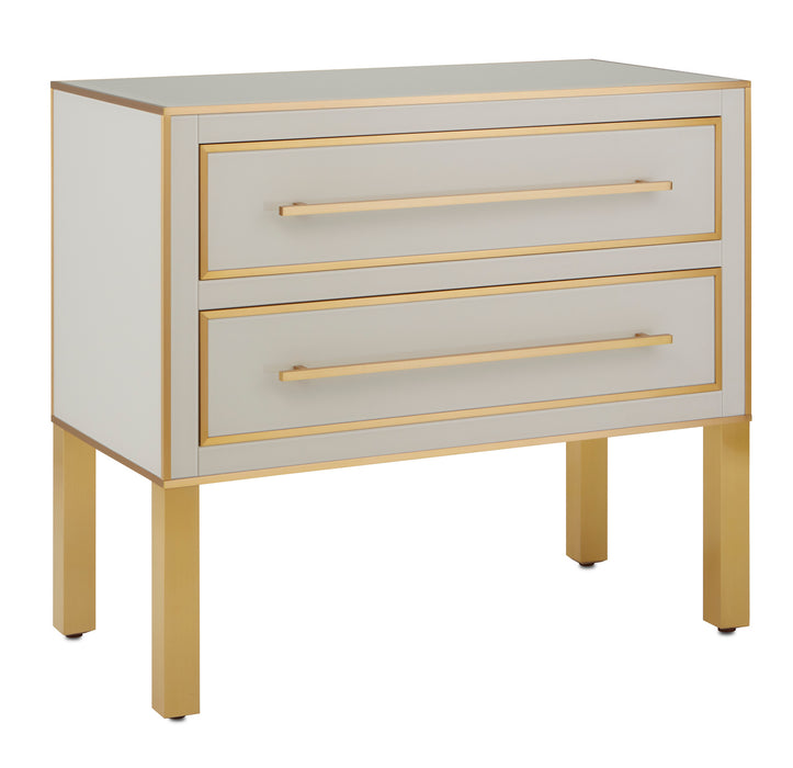 Currey and Company 3000-0184 Chest, Ivory/Satin Brass