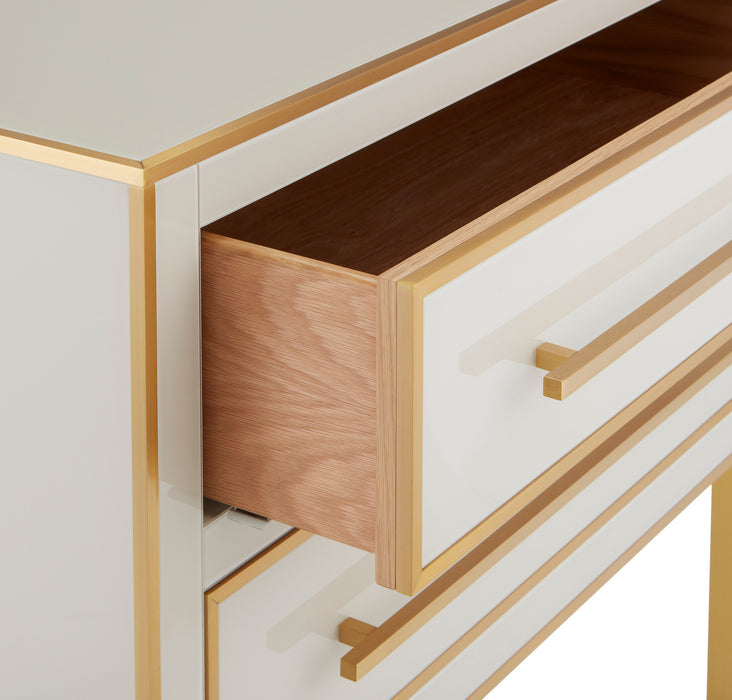 Currey and Company 3000-0184 Chest, Ivory/Satin Brass