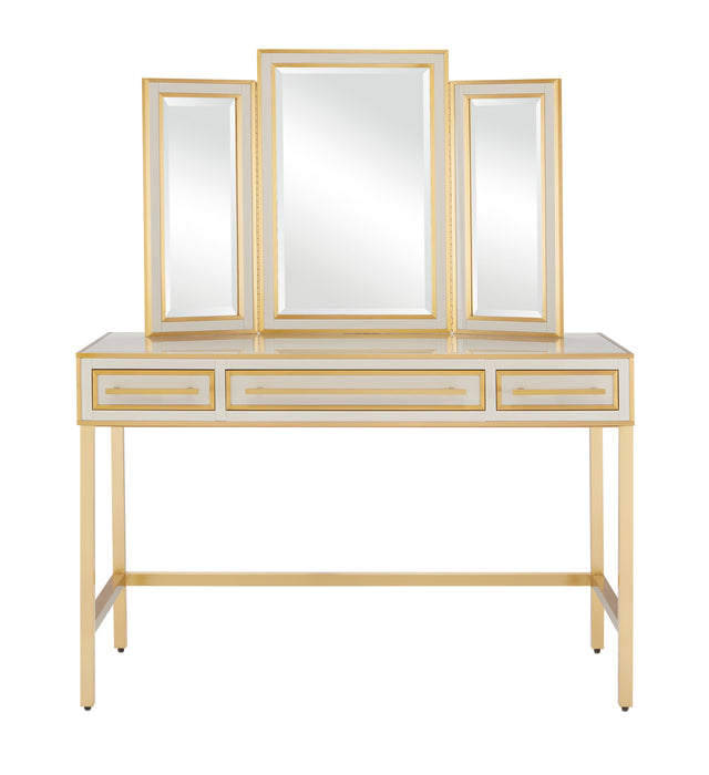 Currey and Company 3000-0185 Vanity, Ivory/Satin Brass