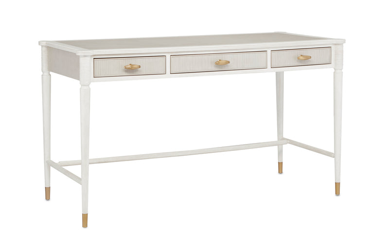 Currey and Company 3000-0190 Desk, Off White/Fog/Brass