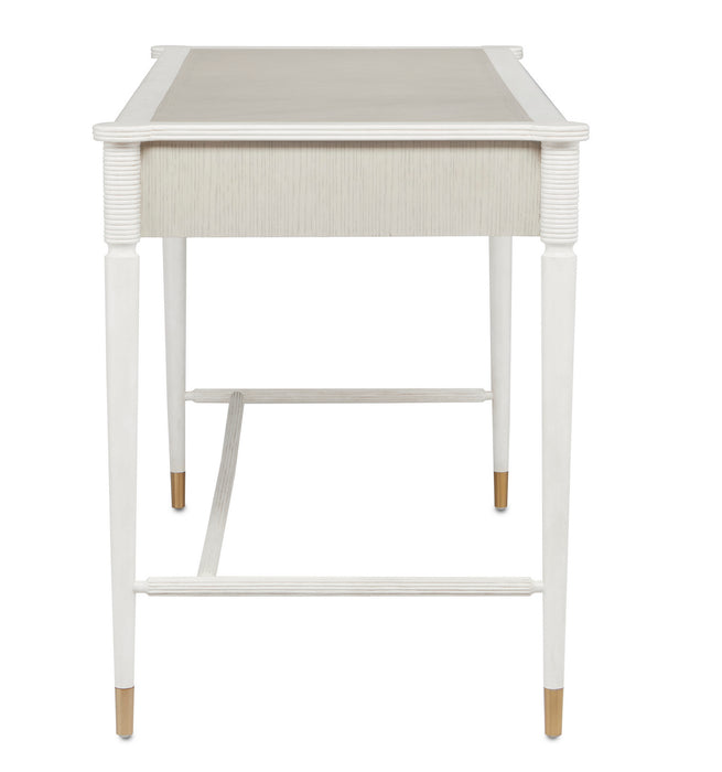 Currey and Company 3000-0190 Desk, Off White/Fog/Brass