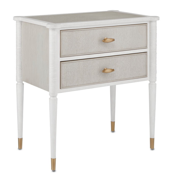 Currey and Company 3000-0191 Nightstand, Off White/Fog/Brass