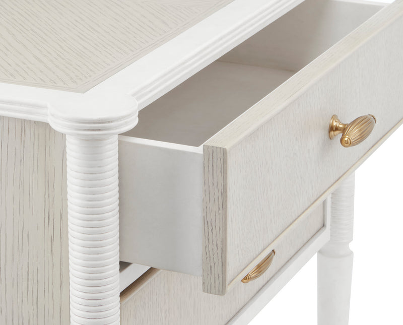 Currey and Company 3000-0191 Nightstand, Off White/Fog/Brass