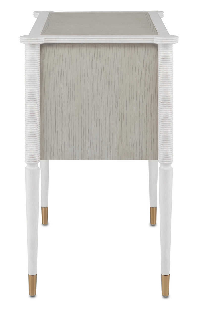 Currey and Company 3000-0191 Nightstand, Off White/Fog/Brass