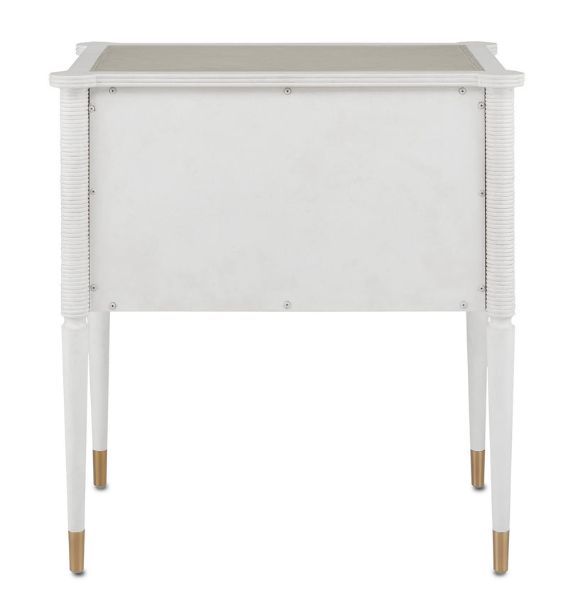 Currey and Company 3000-0191 Nightstand, Off White/Fog/Brass
