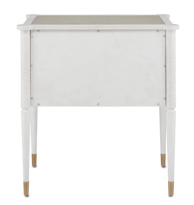 Currey and Company 3000-0191 Nightstand, Off White/Fog/Brass