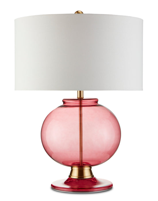 Currey and Company 6000-0717 One Light Table Lamp, Clear Red/Brass