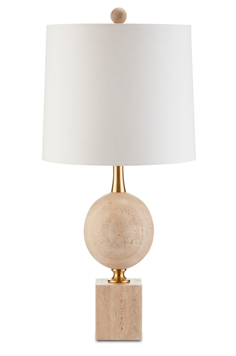 Currey and Company 6000-0718 One Light Table Lamp, Natural/Beige/Antique Brass