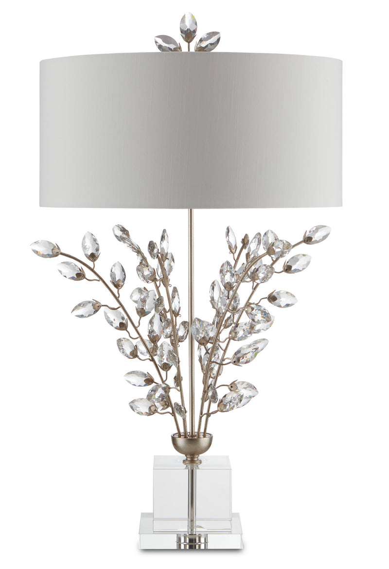 Currey and Company 6000-0727 Two Light Table Lamp, Silver Leaf/Clear