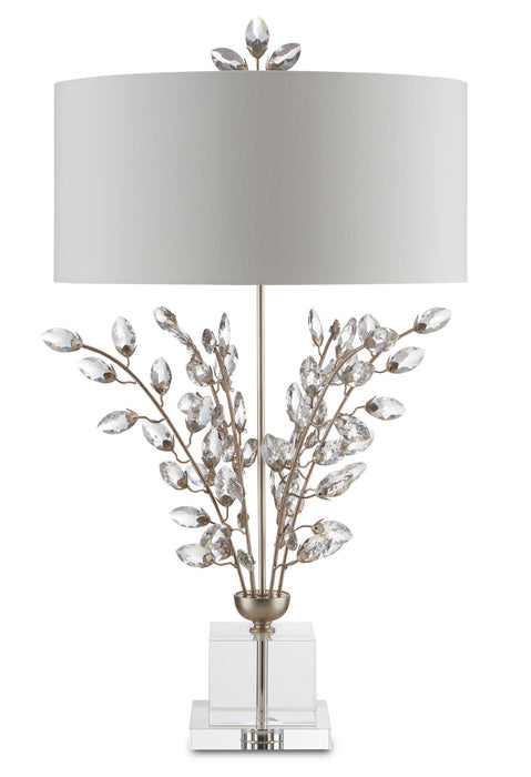 Currey and Company 6000-0727 Two Light Table Lamp, Silver Leaf/Clear