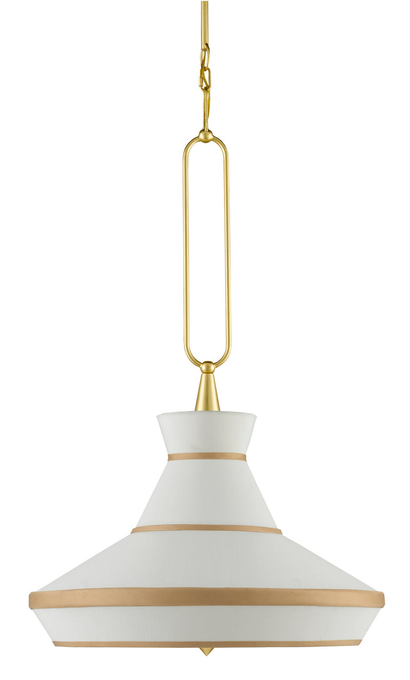 Currey and Company 9000-0770 Two Light Pendant, Gold Leaf/White