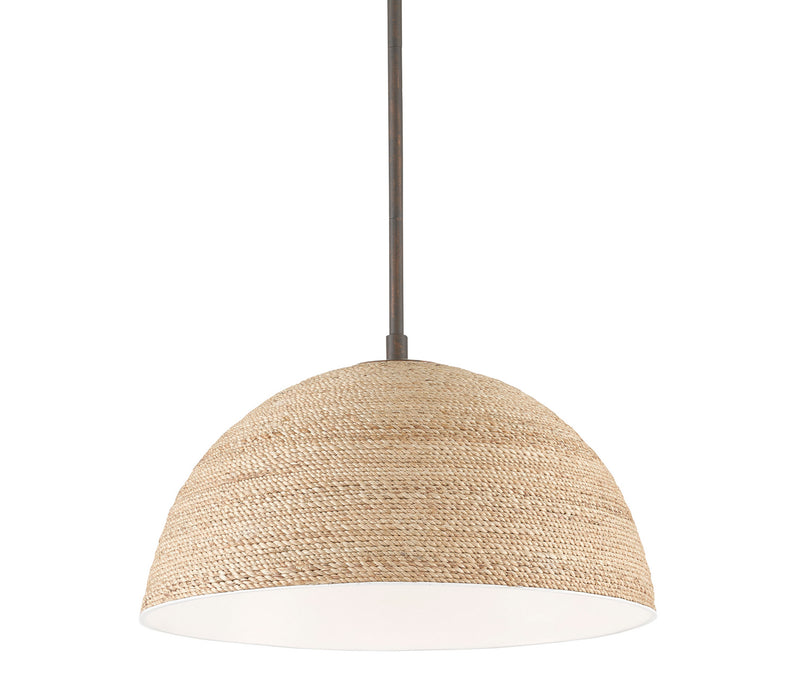 Currey and Company 9000-0790 One Light Pendant, Bronze Gold/Sugar White/Natural Rope