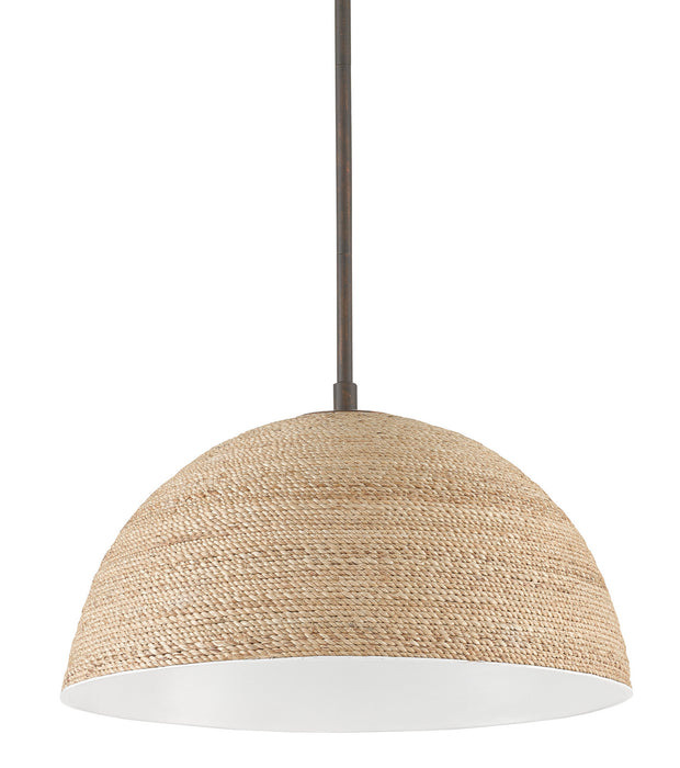 Currey and Company 9000-0790 One Light Pendant, Bronze Gold/Sugar White/Natural Rope