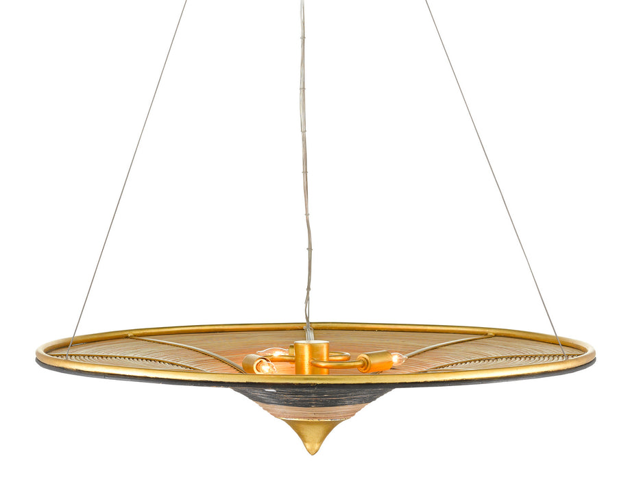 Currey and Company 9000-0797 Three Light Chandelier, Contemporary Gold Leaf/Distressed Black/Distressed White