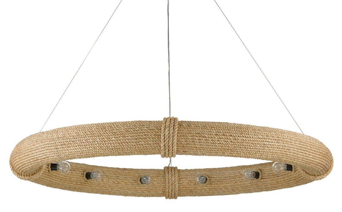 Currey and Company 9000-0805 12 Light Chandelier, Satin Black/Abaca Rope