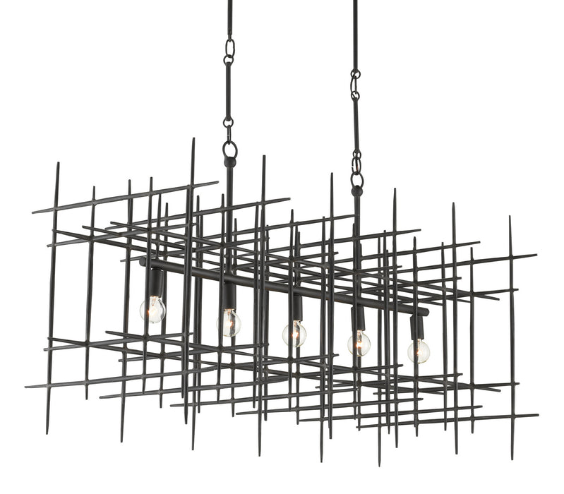 Currey and Company 9000-0809 Five Light Chandelier, Blacksmith