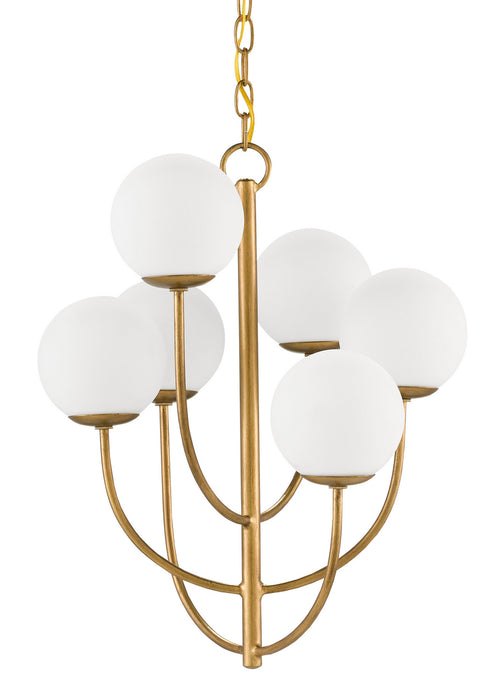 Currey and Company 9000-0819 Six Light Chandelier, Brass