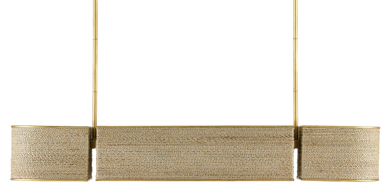 Currey and Company 9000-0820 Four Light Chandelier, Contemporary Gold Leaf/Abaca Rope