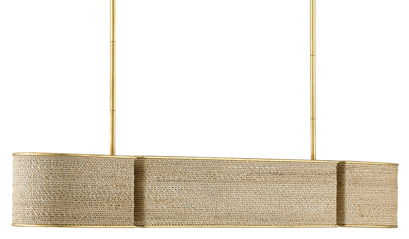 Currey and Company 9000-0820 Four Light Chandelier, Contemporary Gold Leaf/Abaca Rope